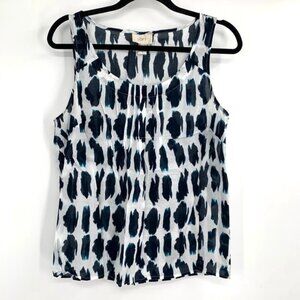 LOFT Tank Blouse Blue Dot Abstract Print Cotton M